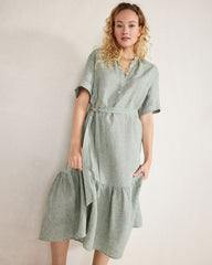 LINEN TIERED MIDI DRESS | Talbots discount