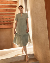 LINEN TIERED MIDI DRESS | Talbots discount