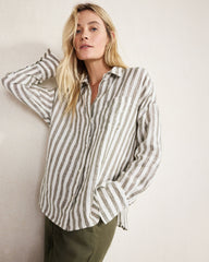 LINEN STRIPED BOXY SHIRT | Talbots US