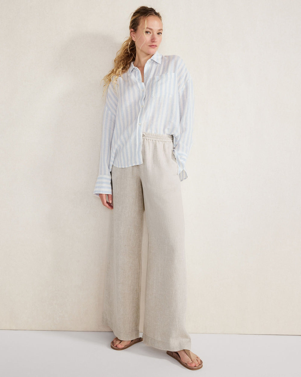 LINEN STRIPED BOXY SHIRT | Talbots US