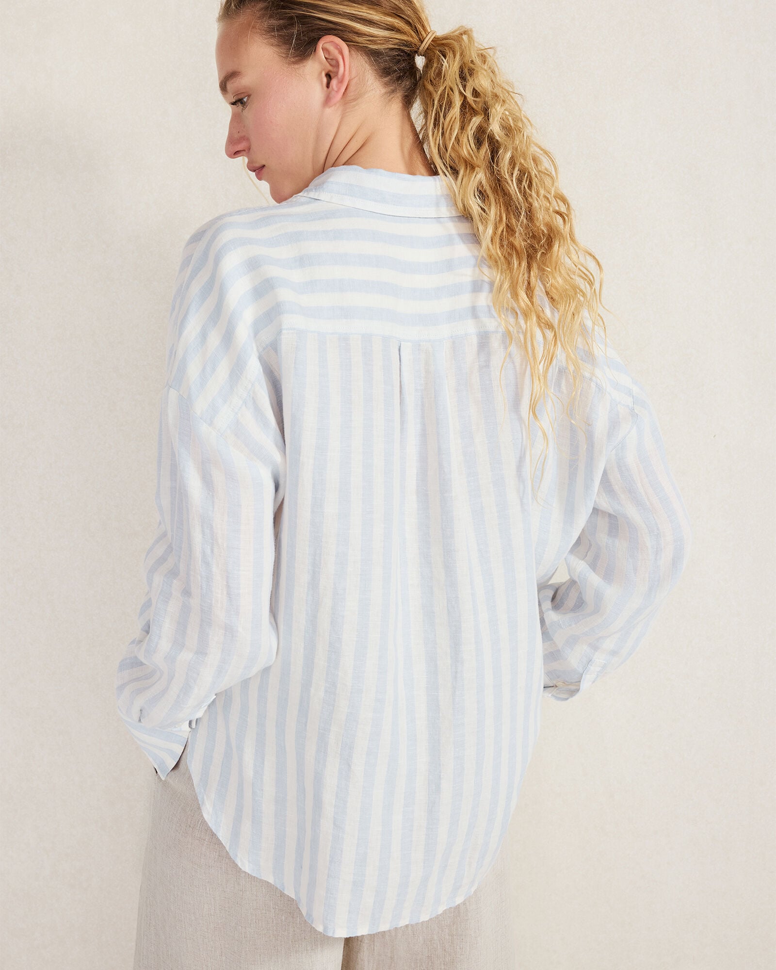 LINEN STRIPED BOXY SHIRT | Talbots US