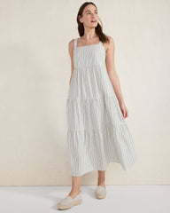 ORGANIC COTTON POPLIN STRIPED MIDI DRESS | Talbots outlet
