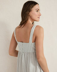 ORGANIC COTTON POPLIN STRIPED MIDI DRESS | Talbots outlet