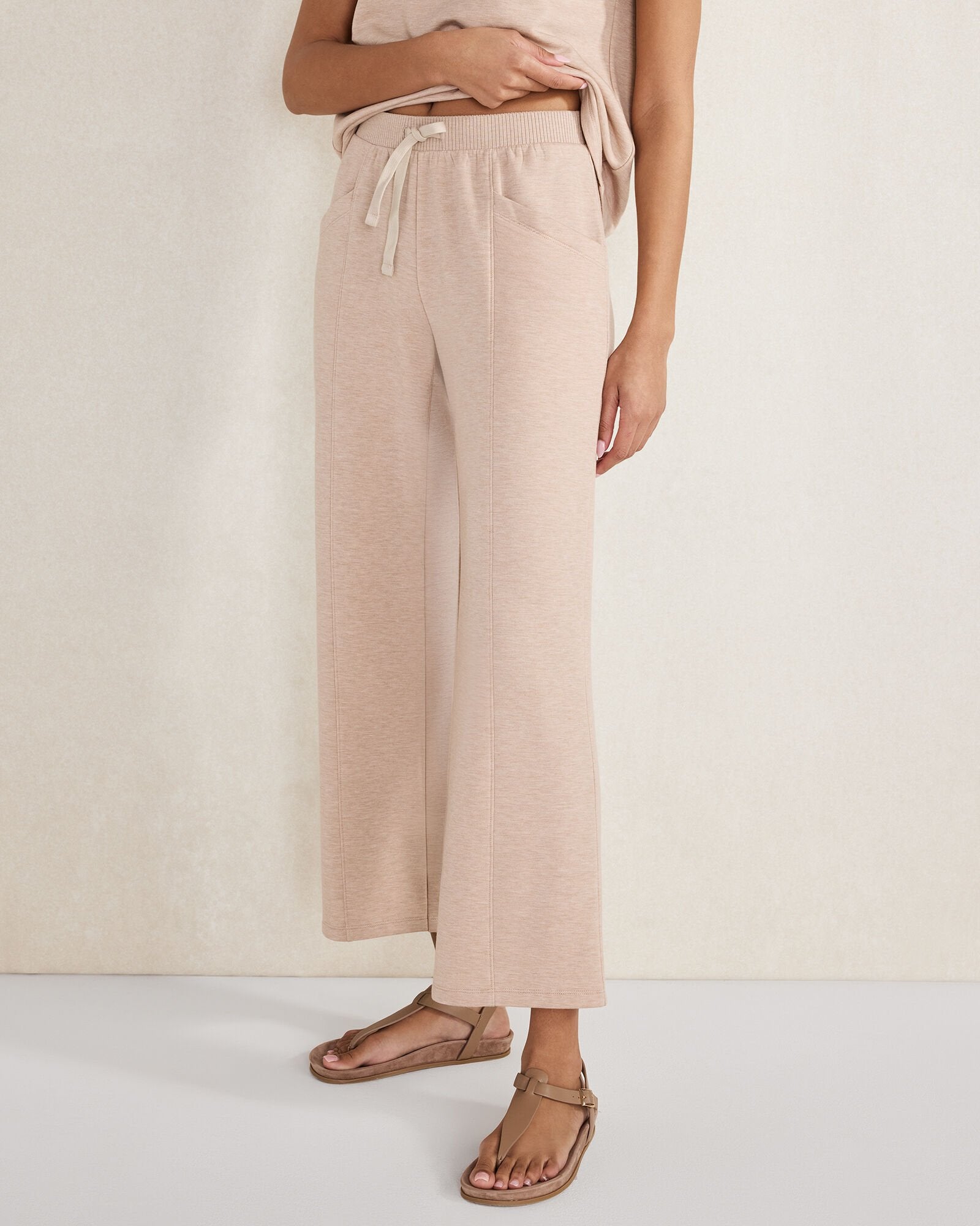 FLEECE PINTUCK CROPPED WIDE LEG PANTS | Talbots sale