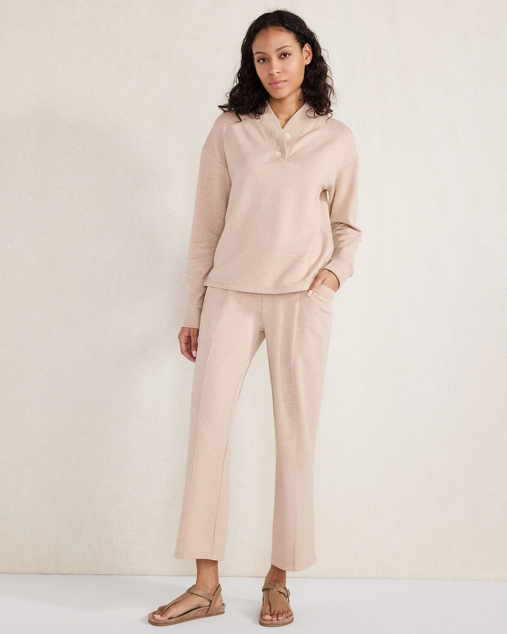 FLEECE PINTUCK CROPPED WIDE LEG PANTS | Talbots on sale