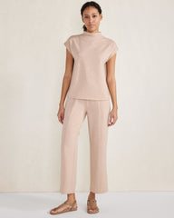 FLEECE PINTUCK CROPPED WIDE LEG PANTS | Talbots on sale