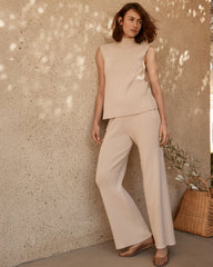 ORGANIC COTTON RIB KNIT WIDE LEG PANTS | Talbots near me