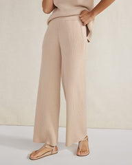 ORGANIC COTTON RIB KNIT WIDE LEG PANTS | Talbots discount