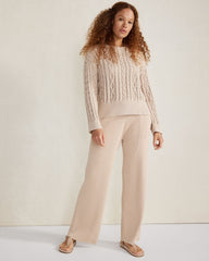 ORGANIC COTTON RIB KNIT WIDE LEG PANTS | Talbots discount