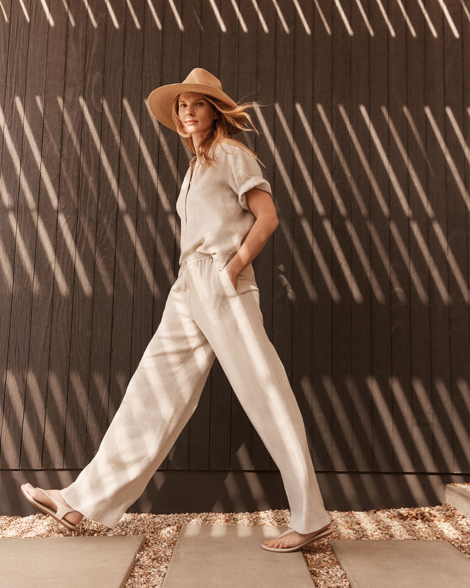LINEN WIDE LEG PANTS | Talbots online