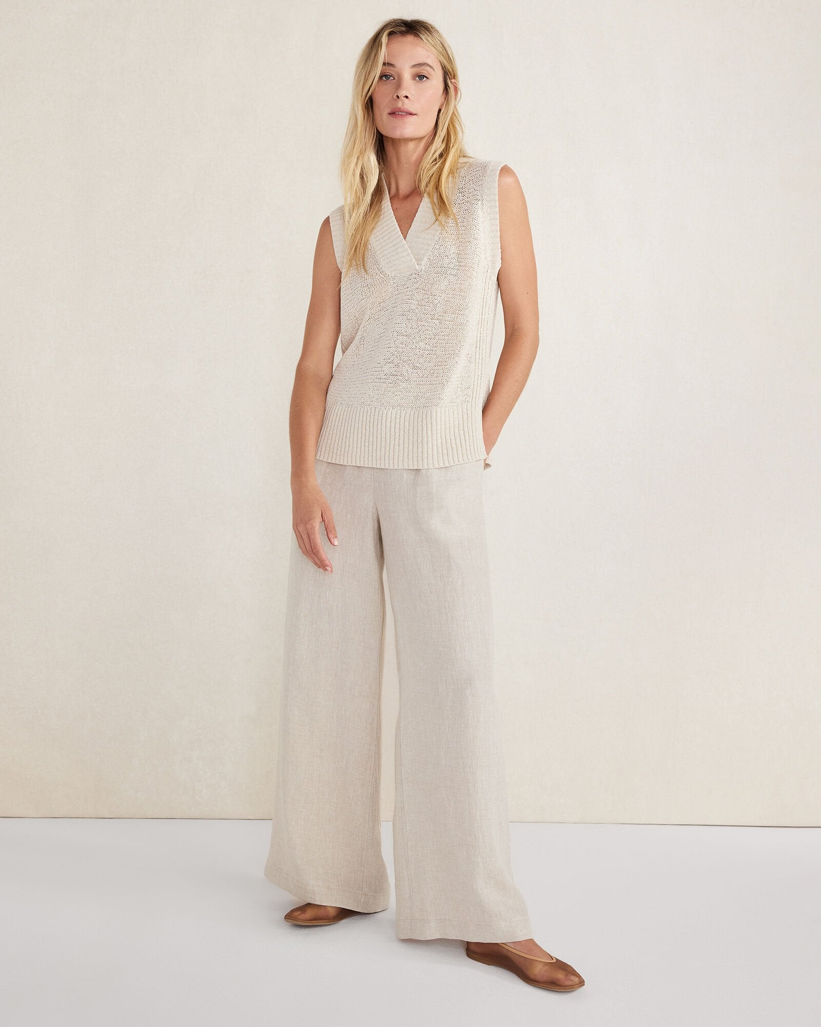 LINEN WIDE LEG PANTS | Talbots for sale