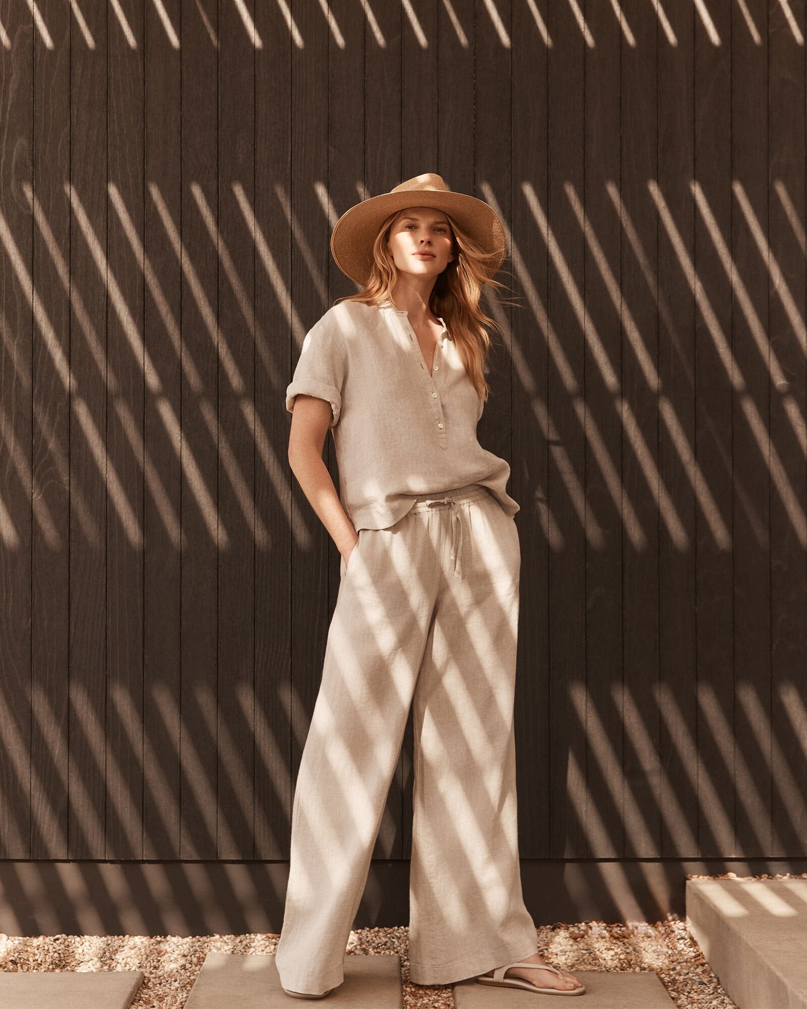 LINEN WIDE LEG PANTS | Talbots online