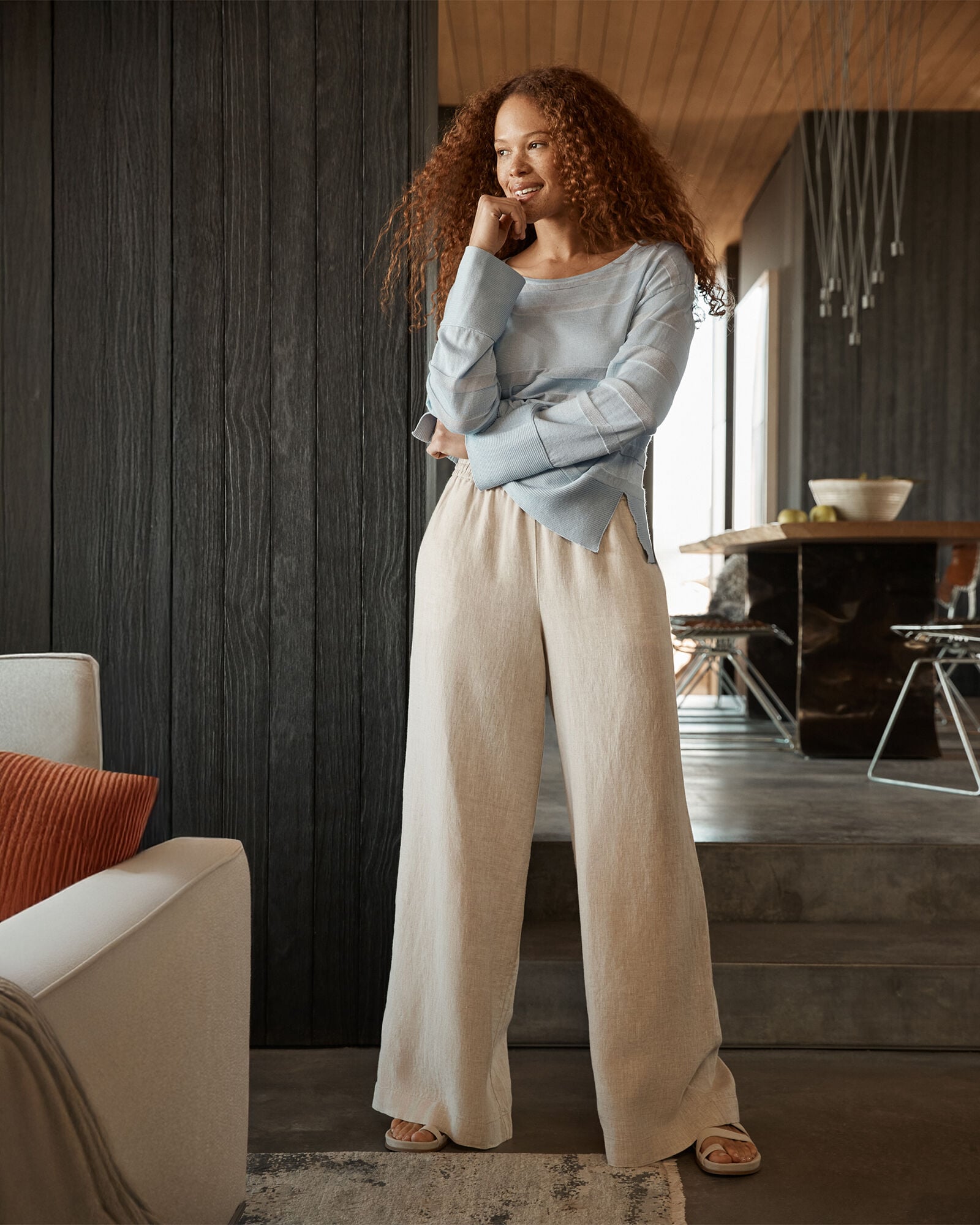 LINEN WIDE LEG PANTS | Talbots for sale