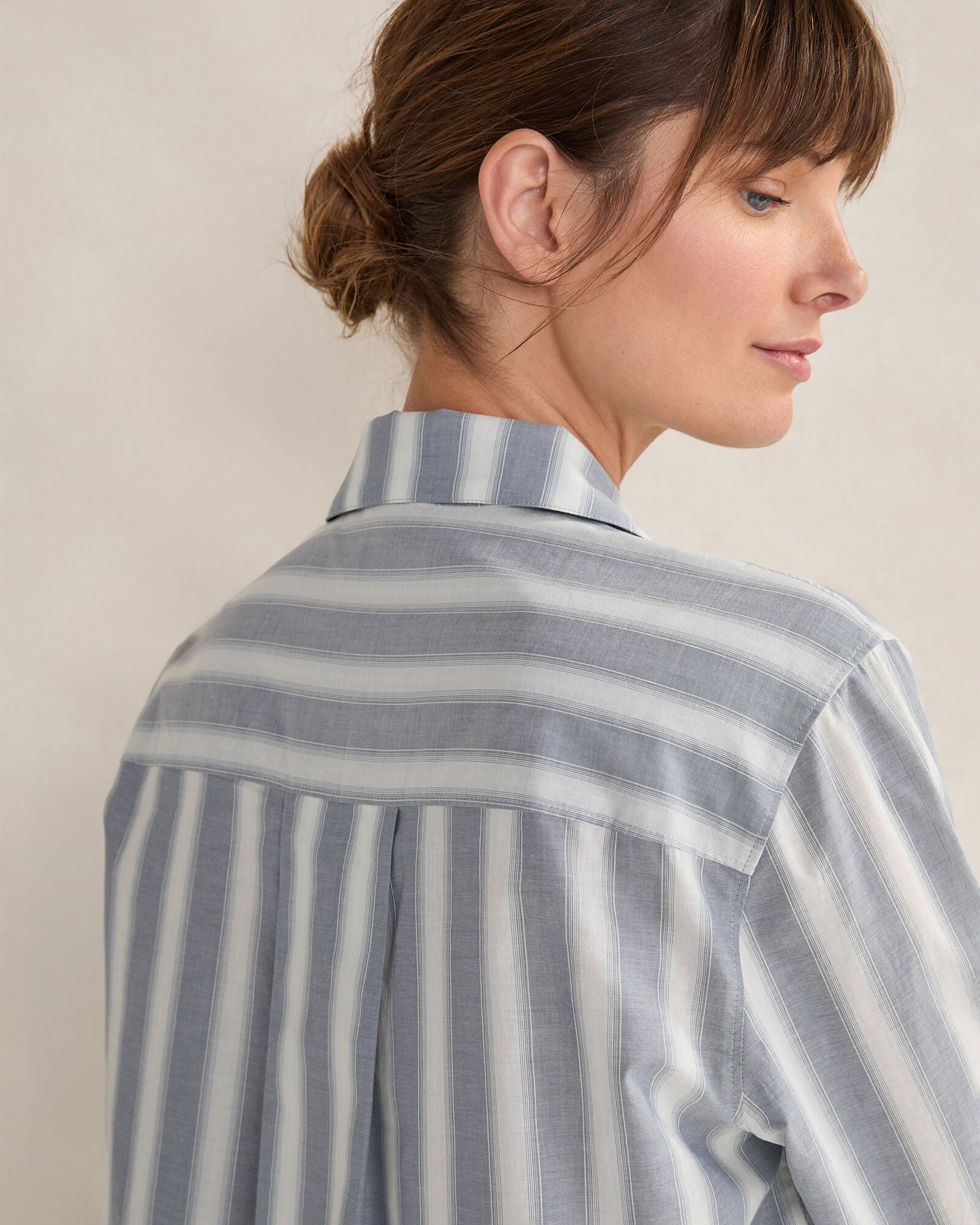 ORGANIC COTTON POPLIN MIXED STRIPE PAJAMA SHIRT | Talbots on sale