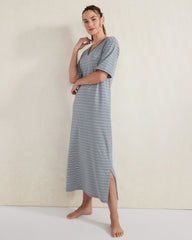 ORGANIC COTTON JERSEY TONAL STRIPE SLEEP DRESS | Talbots discount