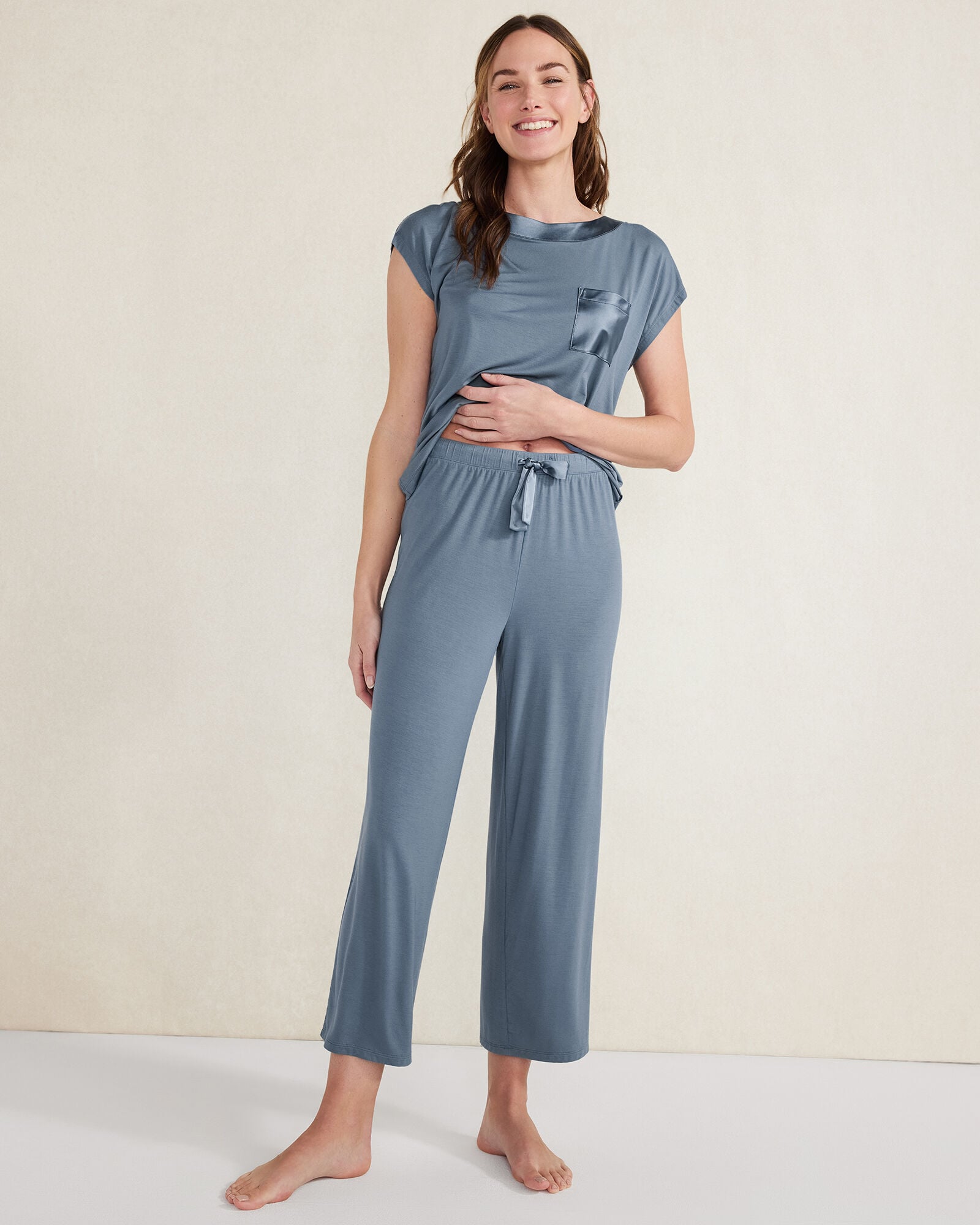 CALM & COOL CROPPED WIDE LEG SLEEP PANTS | Talbots for sale