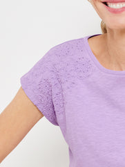 EMBROIDERED DROPPED SHOULDER TEE | Talbots for sale