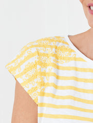 EMBROIDERED DROPPED SHOULDER TEE - JOSEPHINE STRIPE | Talbots on sale