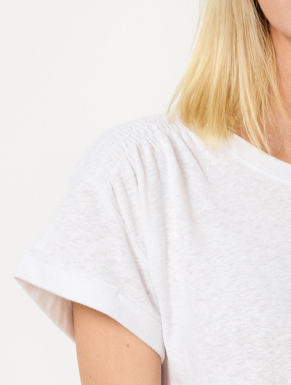 SMOCKED SHOULDER CREWNECK TEE | Talbots for sale