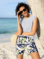 EXTENDED SHOULDER STRIPED CREWNECK TEE - STRIPE | Talbots online