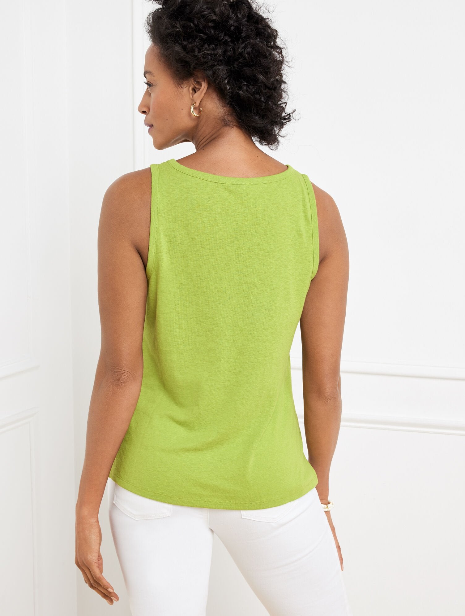 LINEN SLUB CREWNECK TANK | Talbots online