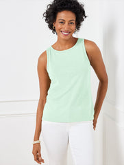 LINEN SLUB CREWNECK TANK | Talbots online