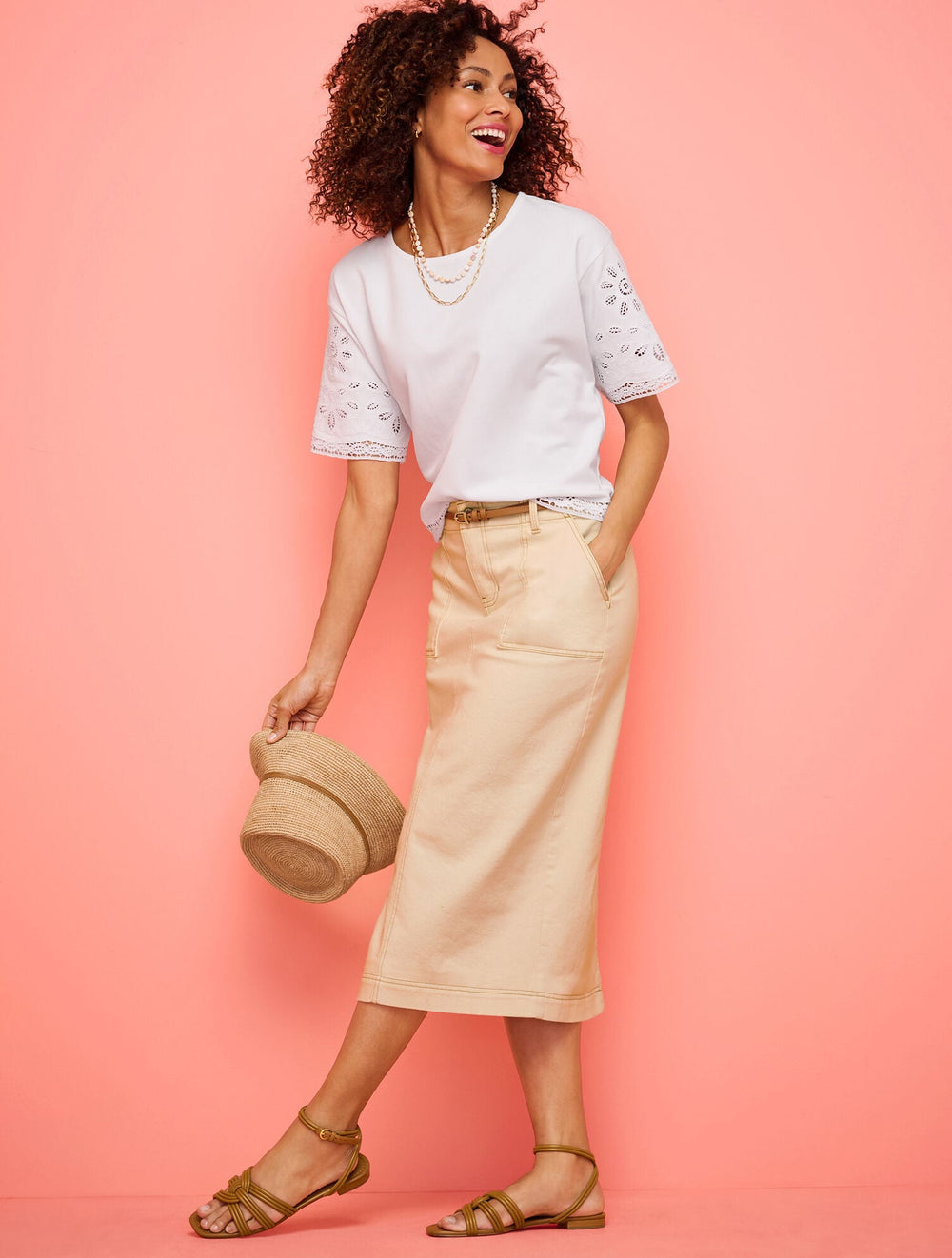 EMBROIDERED CREWNECK TEE | Talbots online