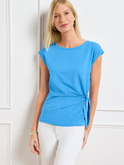 SIDE TIE CREWNECK TEE | Talbots discount