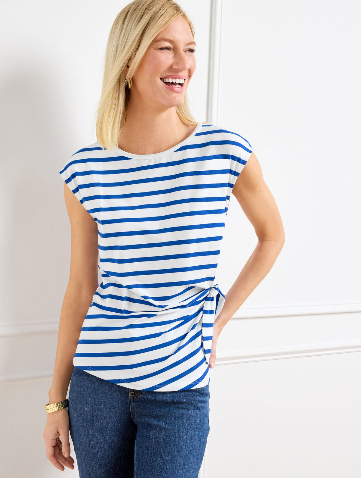 SIDE TIE CREWNECK TEE - STRIPE | Talbots near me