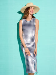 SEASIDE FRENCH TERRY STRIPE MIDI SKIRT | Talbots sale