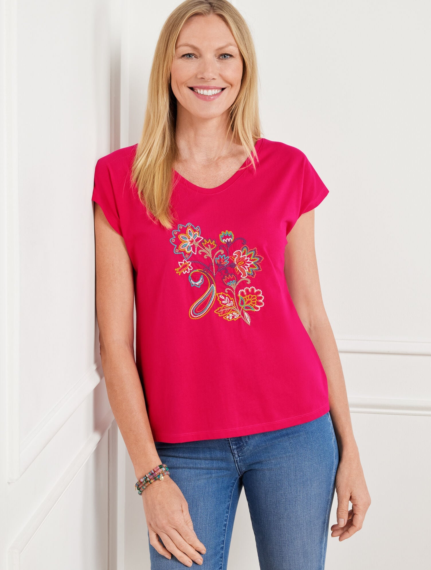 FLORAL SHORT SLEEVE TEE | Talbots for sale