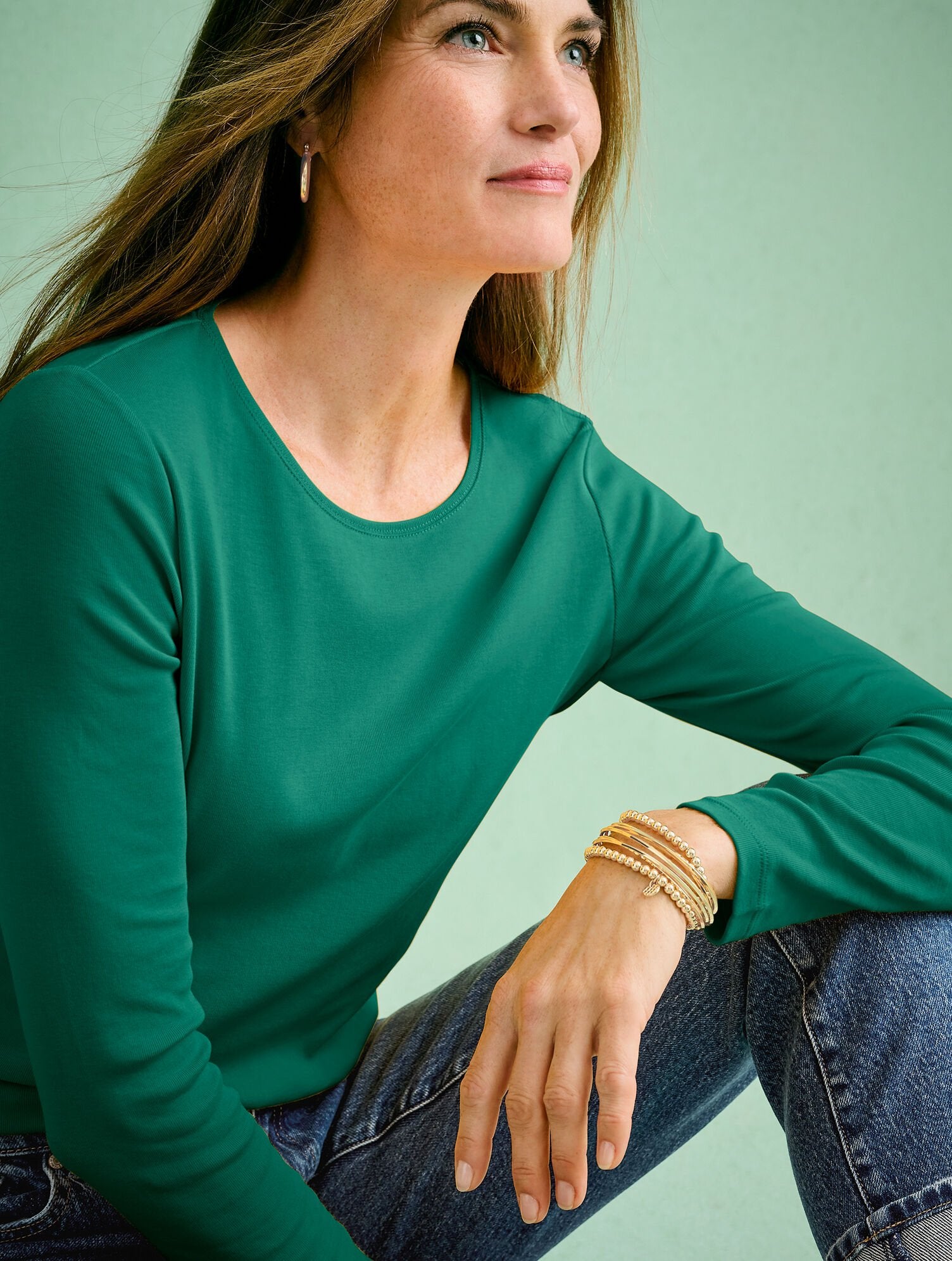 LONG SLEEVE CREWNECK TEE | Talbots on sale