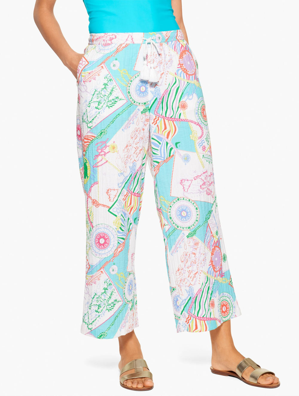 AQUA CLUB GAUZE PANT COVER-UP - CÔTE D'AZUR | Talbots discount
