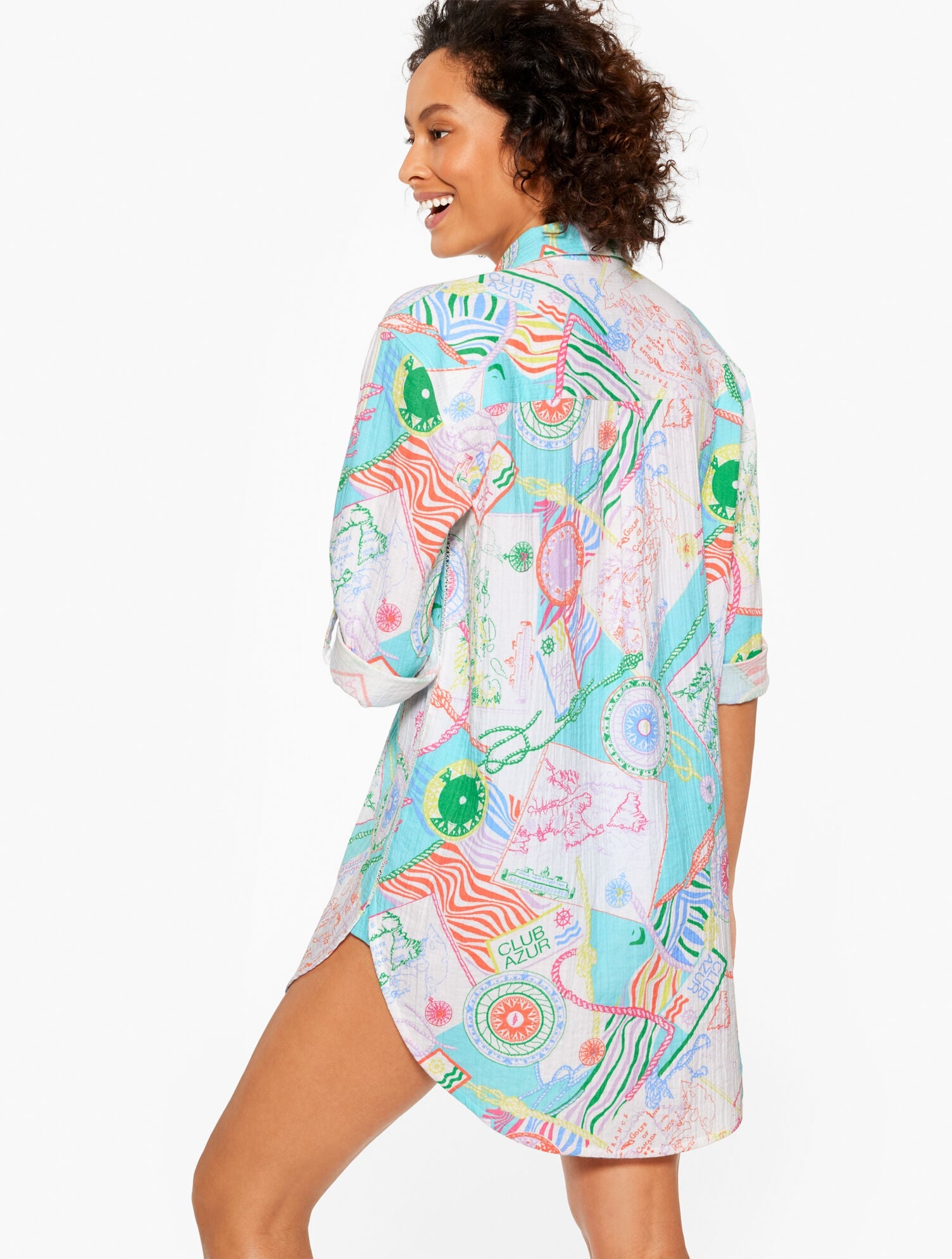 AQUA CLUB GAUZE SHIRT COVER-UP - CÔTE D'AZUR | Talbots for sale