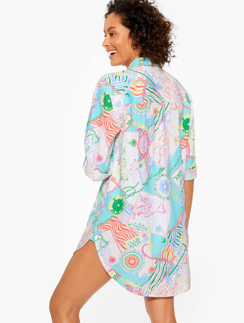 AQUA CLUB GAUZE SHIRT COVER-UP - CÔTE D'AZUR | Talbots for sale
