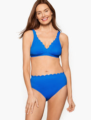 SUN OCEAN SAND PIQUÉ SCALLOP BIKINI TOP | Talbots sale