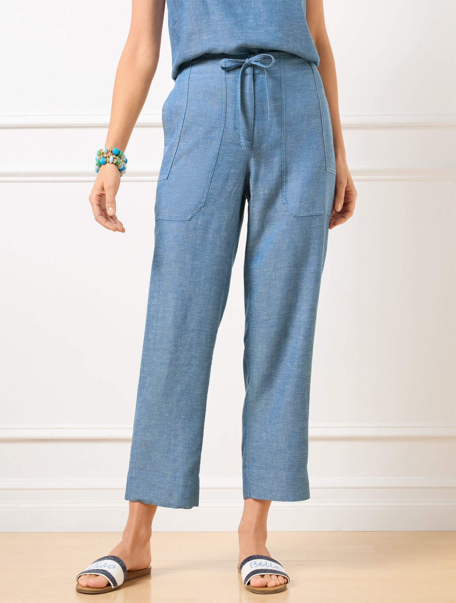 STRAIGHT CROP DRAWSTRING PANTS | Talbots for sale