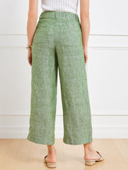 WIDE CROP PATCH POCKET WASHED LINEN PANTS | Talbots sale