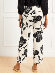 STRAIGHT ANKLE PULL-ON WASHED LINEN PANTS - STUNNING BLOOMS | Talbots discount