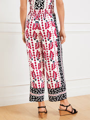 WIDE CROP PULL-ON PANTS - GEOMETRIC PALM | Talbots sale