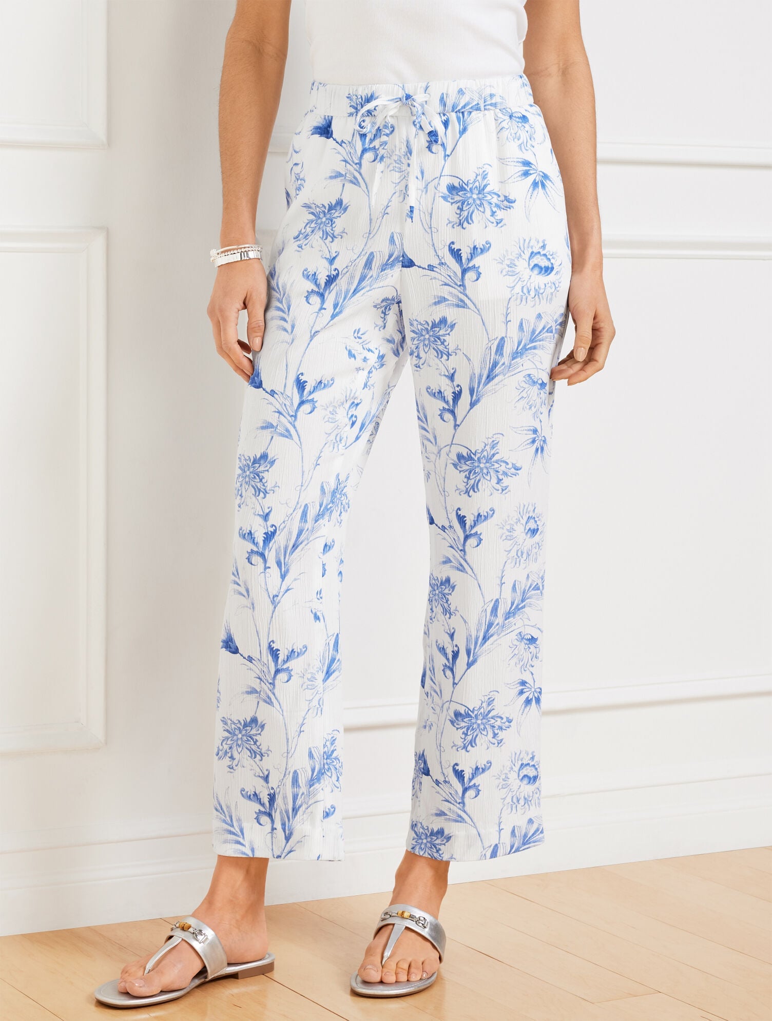 STRAIGHT ANKLE PANTS - OCEAN FLORA | Talbots US