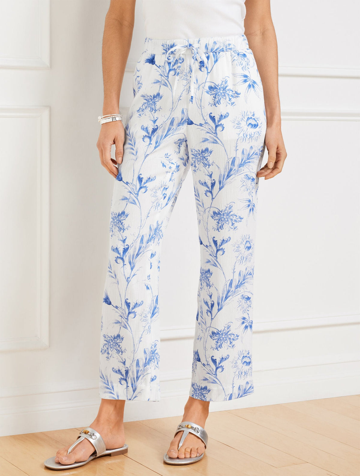 STRAIGHT ANKLE PANTS - OCEAN FLORA | Talbots US
