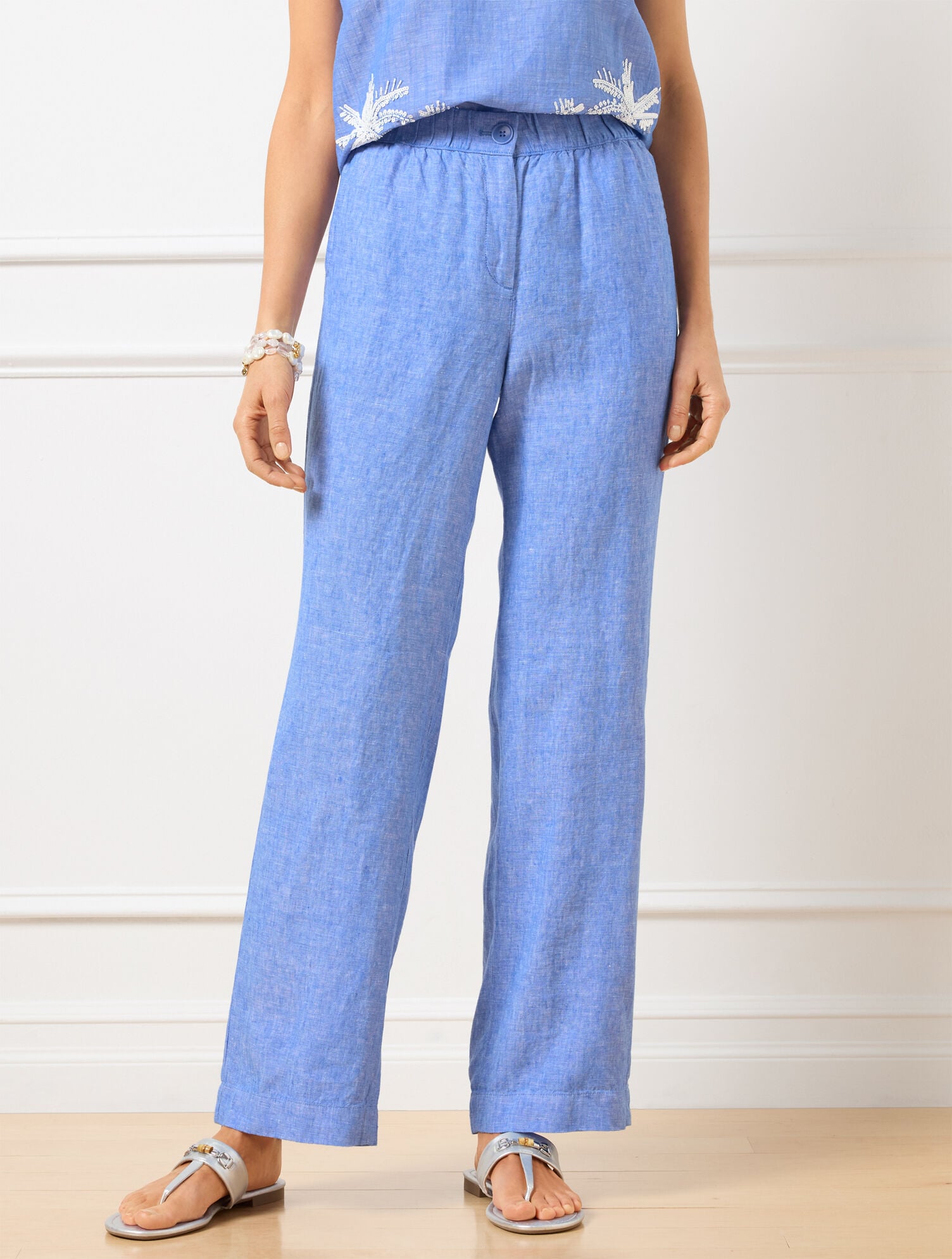 WIDE LEG WASHED LINEN PANTS - CROSS-DYED | Talbots outlet