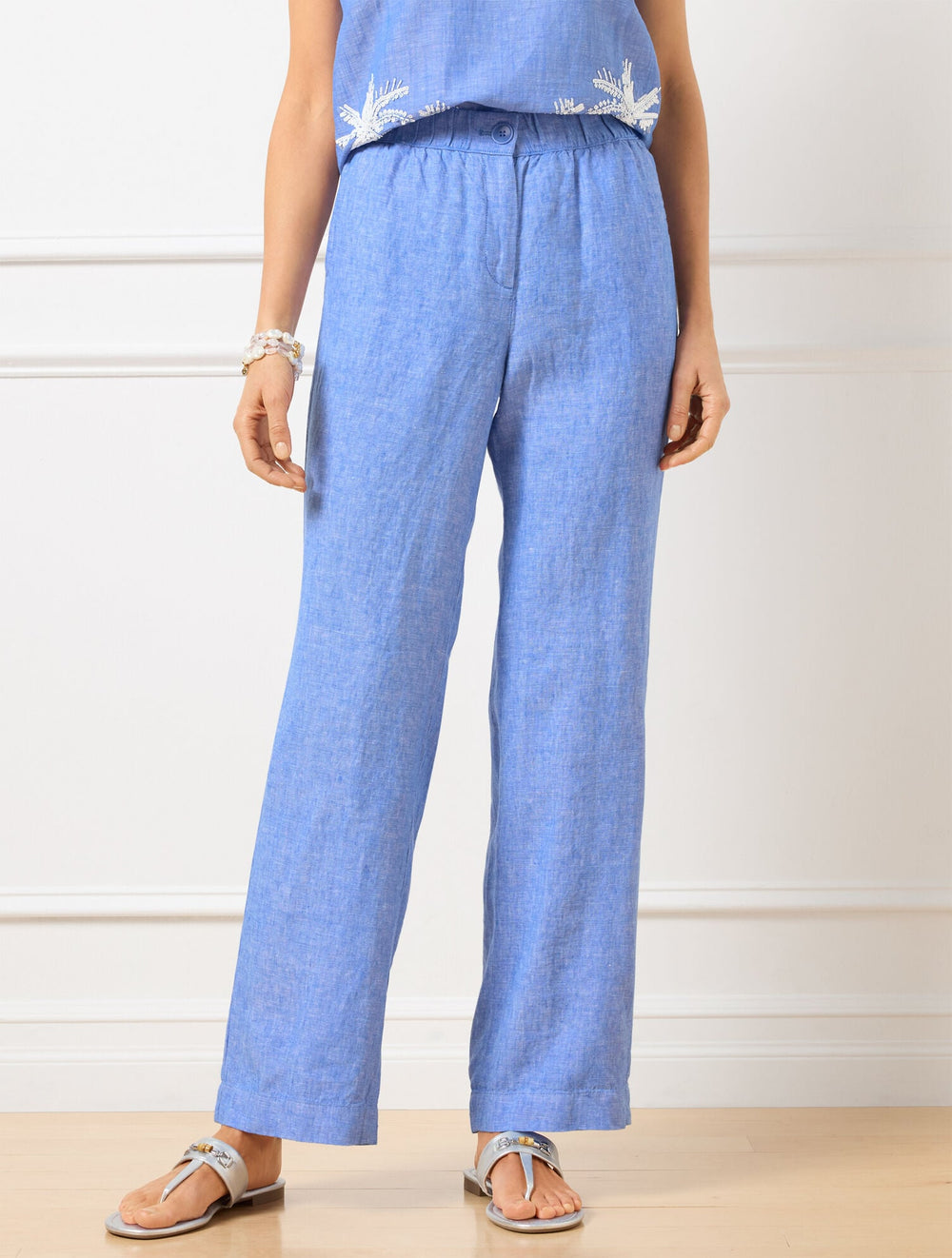 WIDE LEG WASHED LINEN PANTS - CROSS-DYED | Talbots outlet