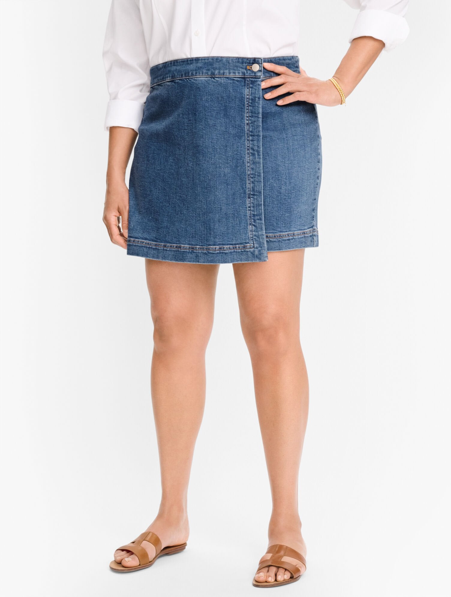 PLUS EXCLUSIVE SUMMERWEIGHT DENIM SKORT - ALESSIA WASH | Talbots US