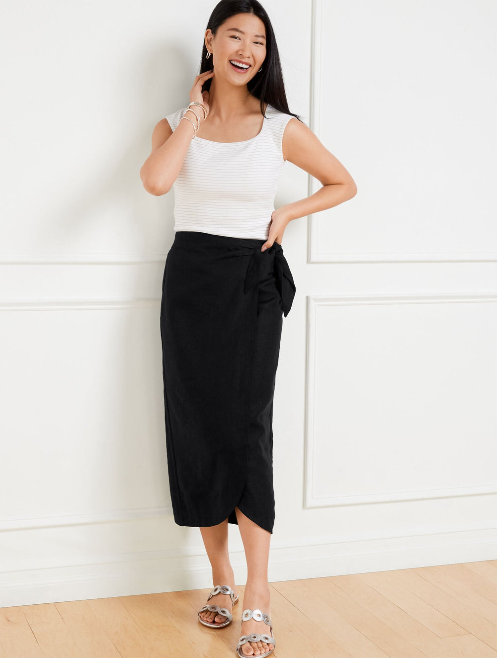 TULIP HEM LINEN MIDI SKIRT | Talbots near me