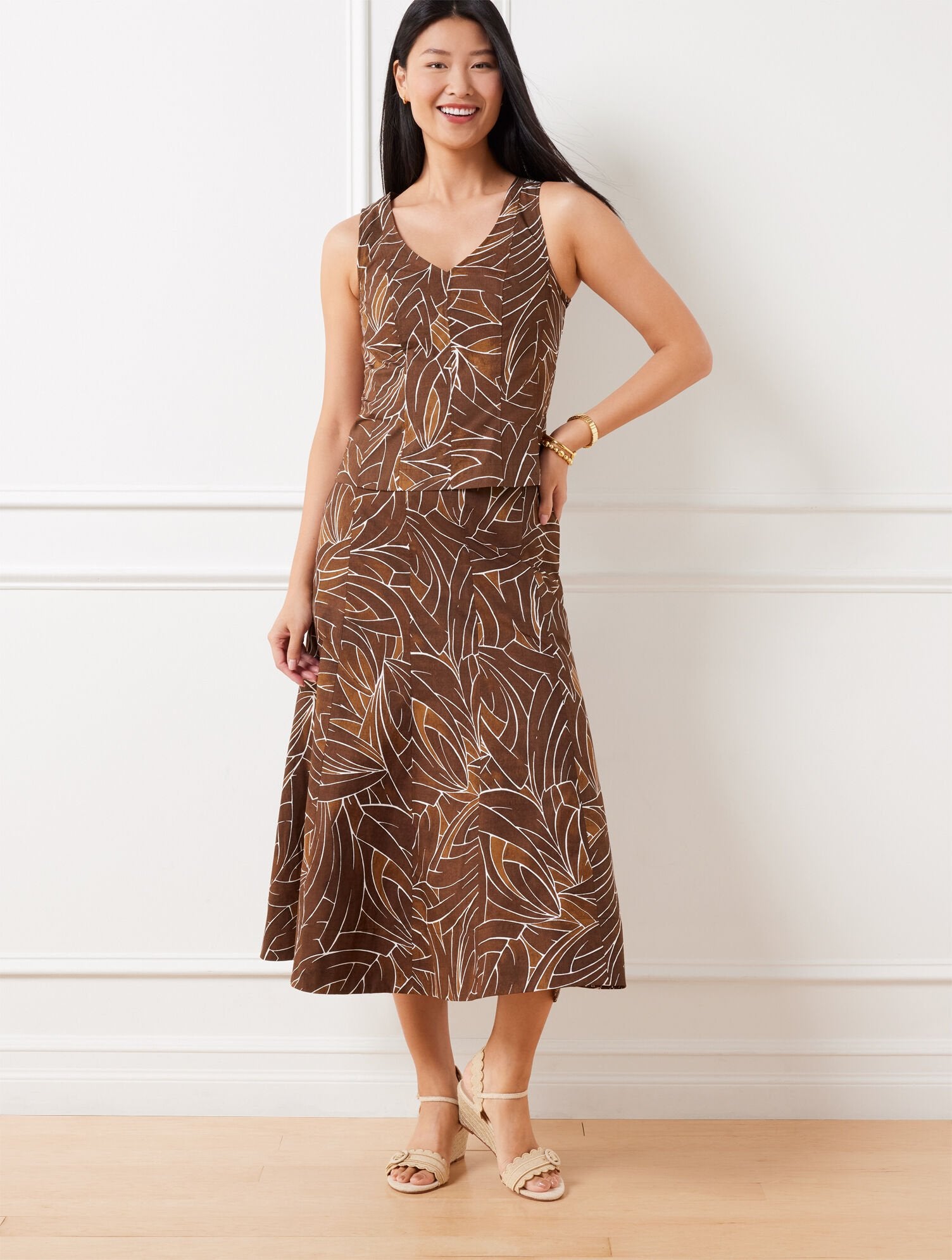 MODERN POPLIN SEAMED MIDI SKIRT - LIVELY LINES | Talbots for sale