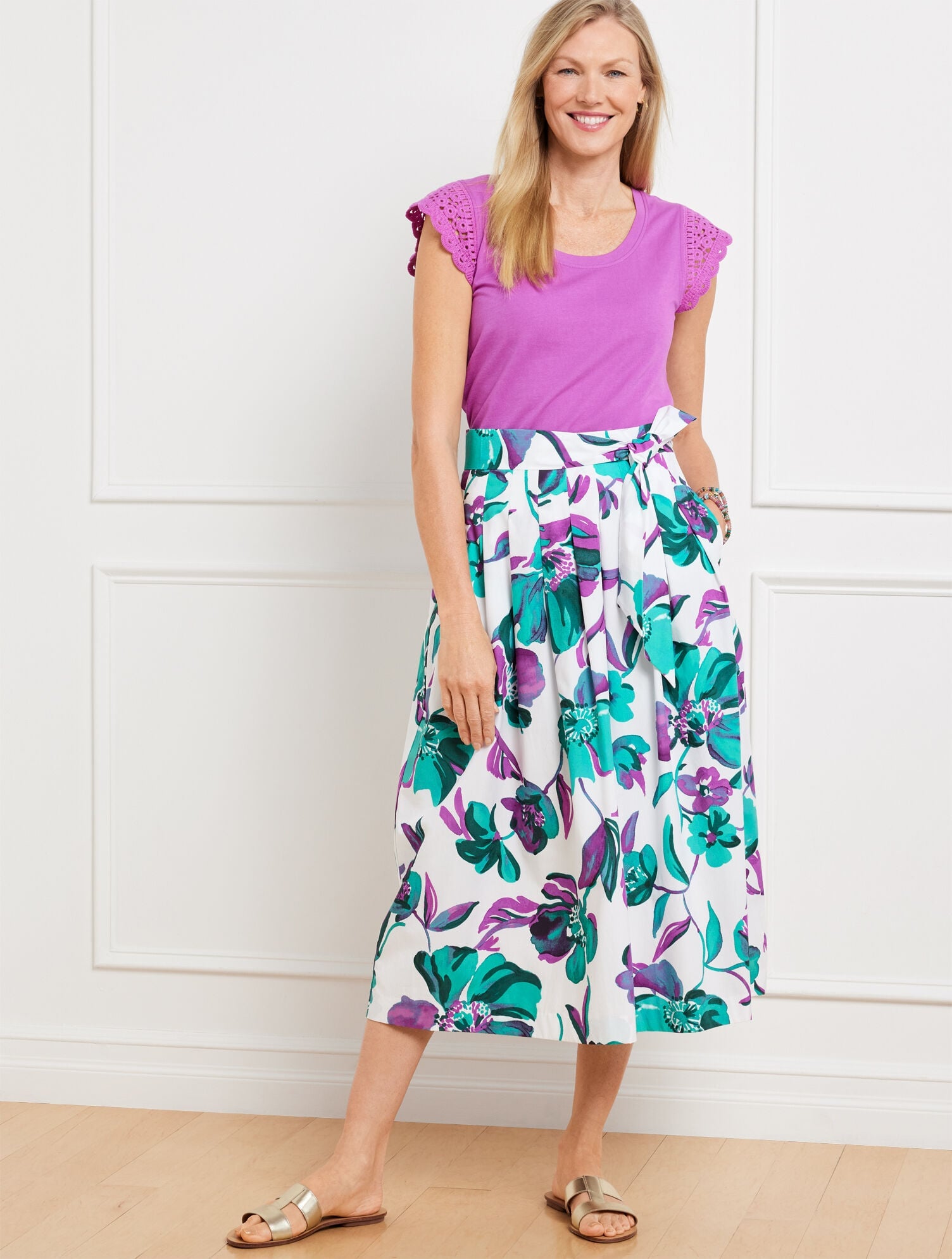 PIPER PLEATED SKIRT - PAINTED BLOOMS | Talbots on sale