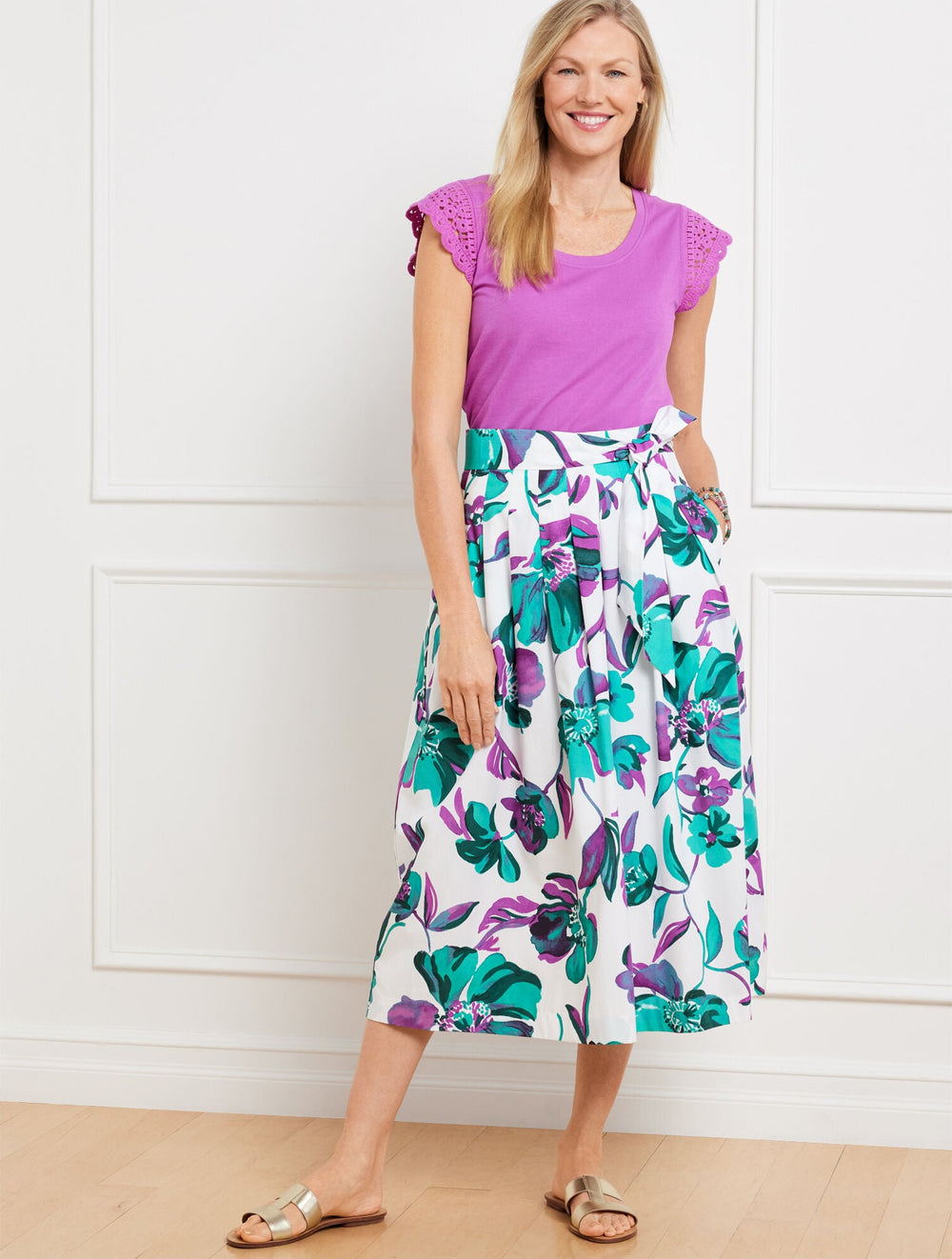 PIPER PLEATED SKIRT - PAINTED BLOOMS | Talbots on sale