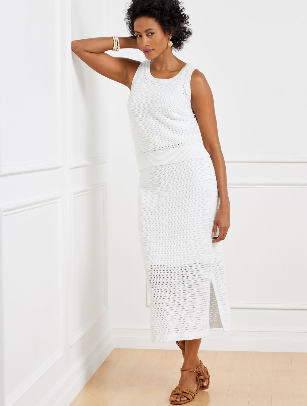CROCHET POINTELLE MIDI SKIRT | Talbots US